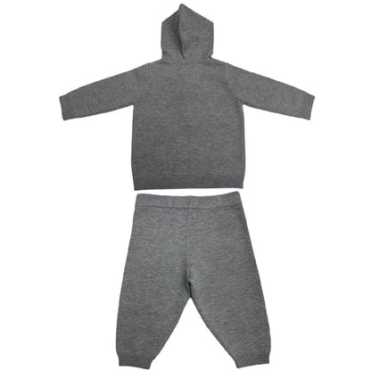 Grey Marl - Back - Pretty Green Baby Knitted Pyjama Set