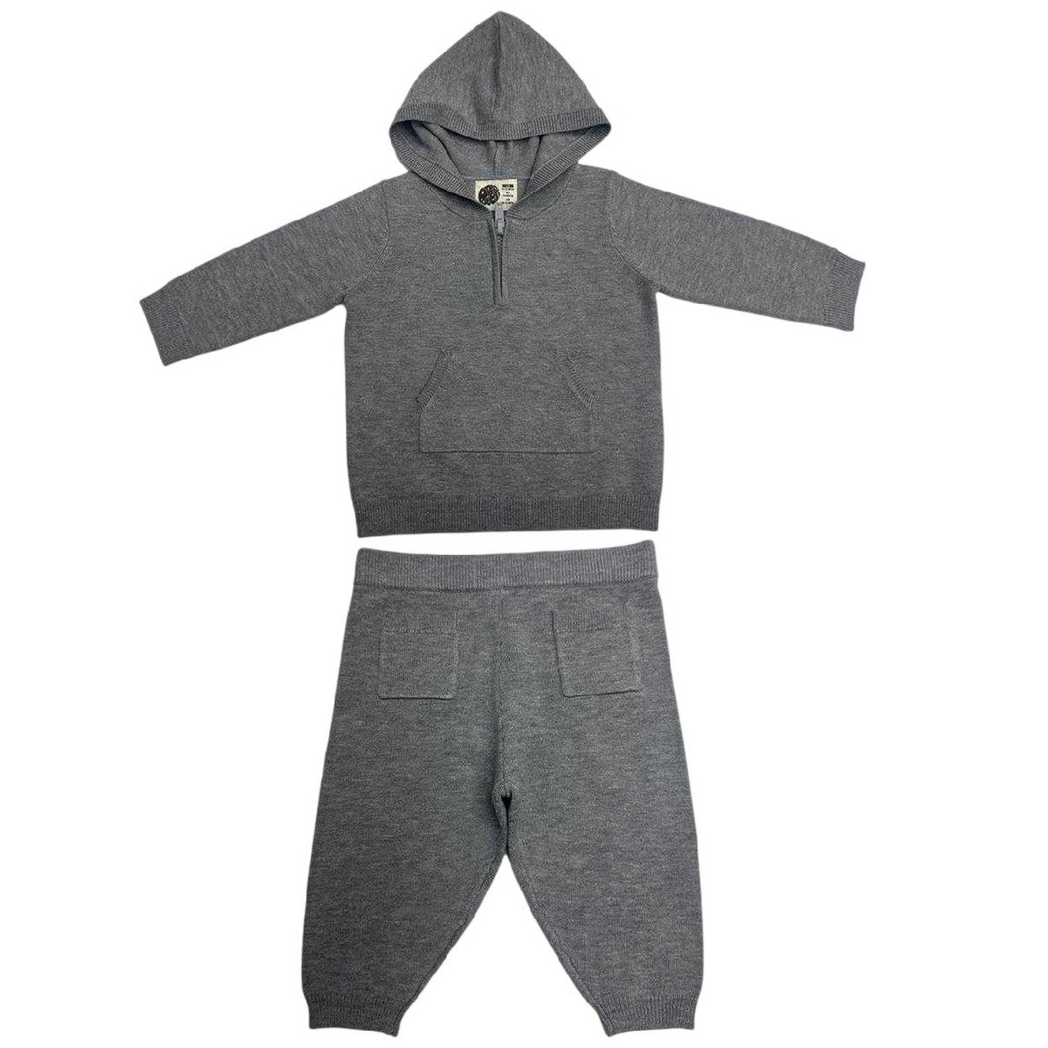 Grey Marl - Front - Pretty Green Baby Knitted Pyjama Set