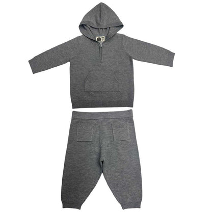 Grey Marl - Front - Pretty Green Baby Knitted Pyjama Set