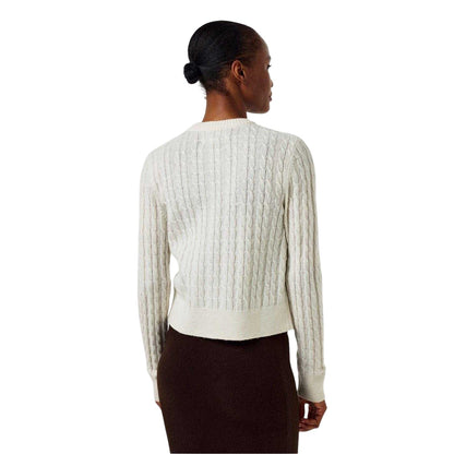 Vintage White - Back - Jack Wills Womens-Ladies Tinsbury Cable Knit Cardigan