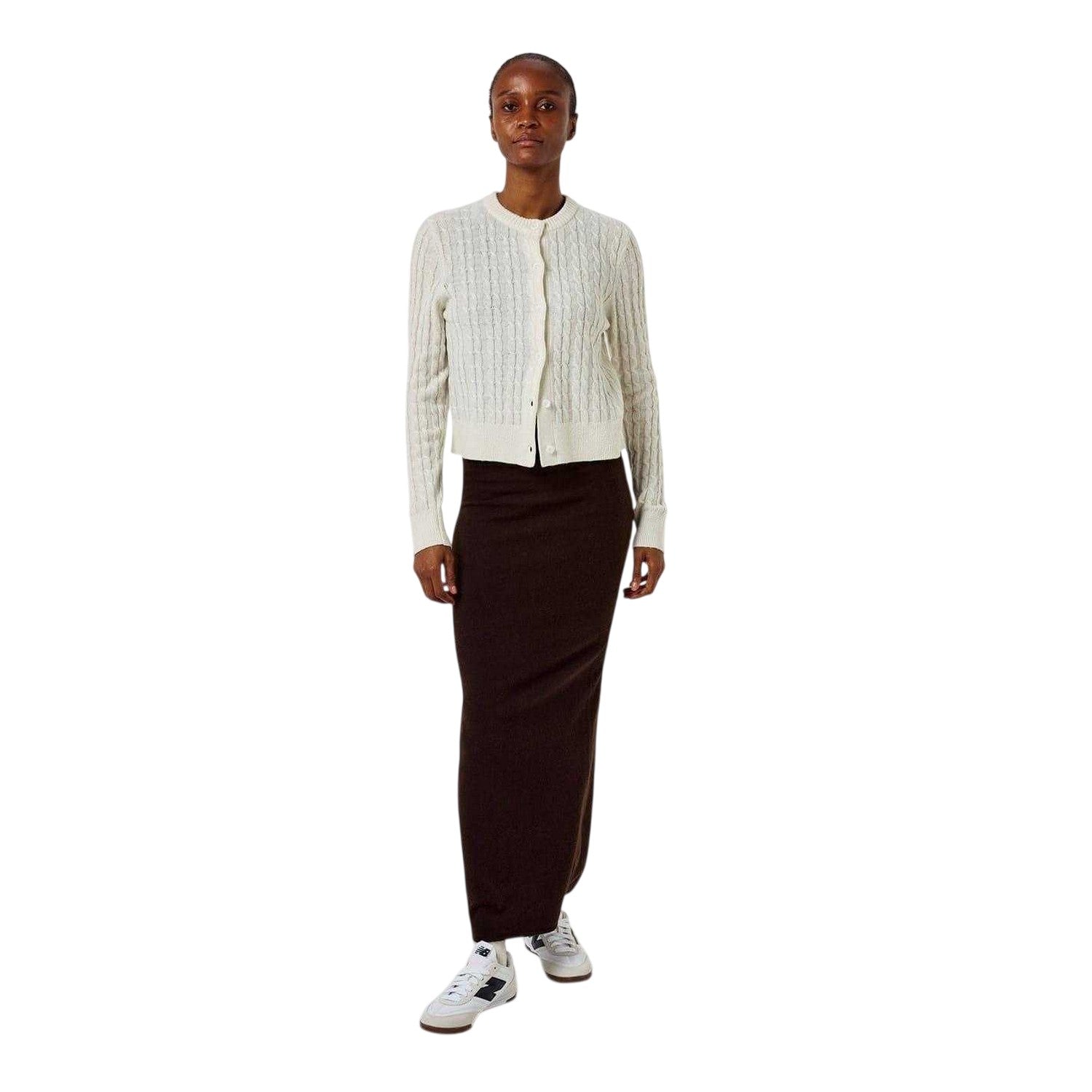Vintage White - Side - Jack Wills Womens-Ladies Tinsbury Cable Knit Cardigan