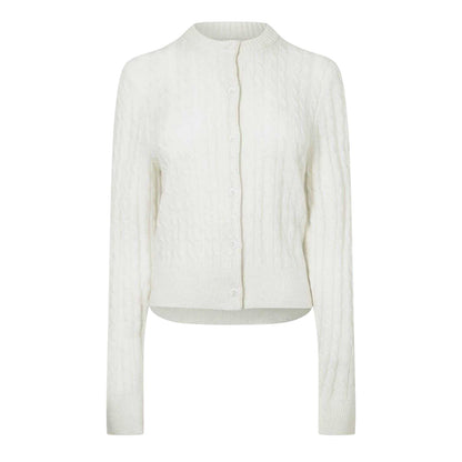 Vintage White - Front - Jack Wills Womens-Ladies Tinsbury Cable Knit Cardigan
