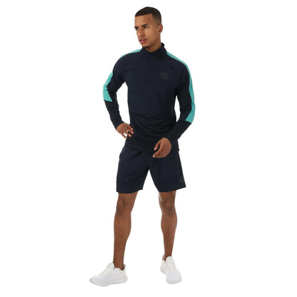 Navy - Close up - Umbro Mens Pro Training Hybrid Drill Top
