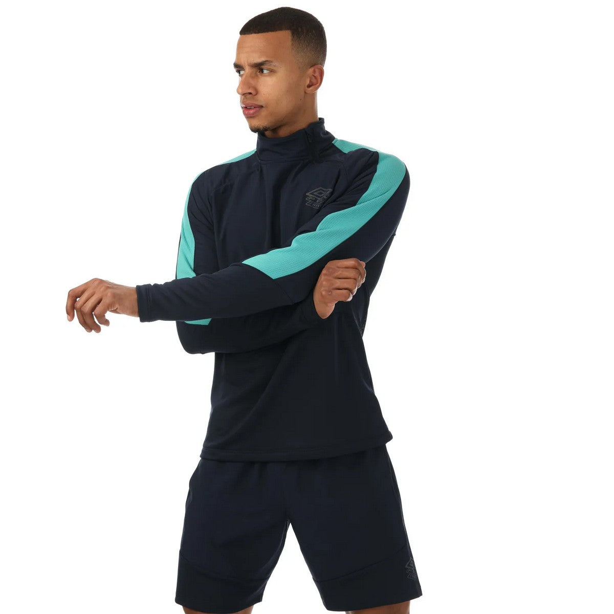 Navy - Pack Shot - Umbro Mens Pro Training Hybrid Drill Top