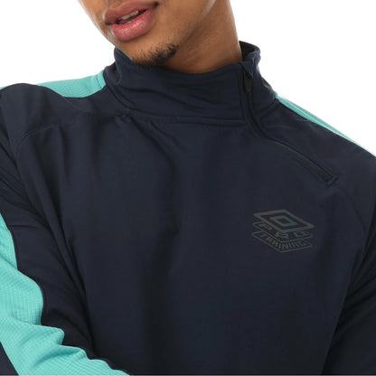 Navy - Side - Umbro Mens Pro Training Hybrid Drill Top