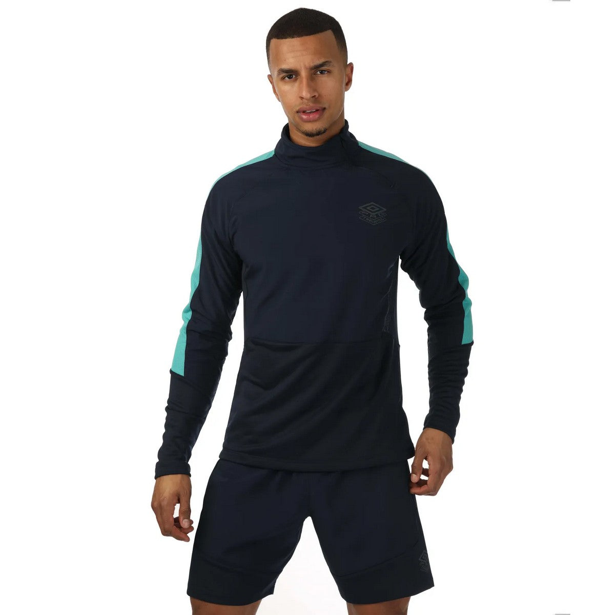 Navy - Front - Umbro Mens Pro Training Hybrid Drill Top