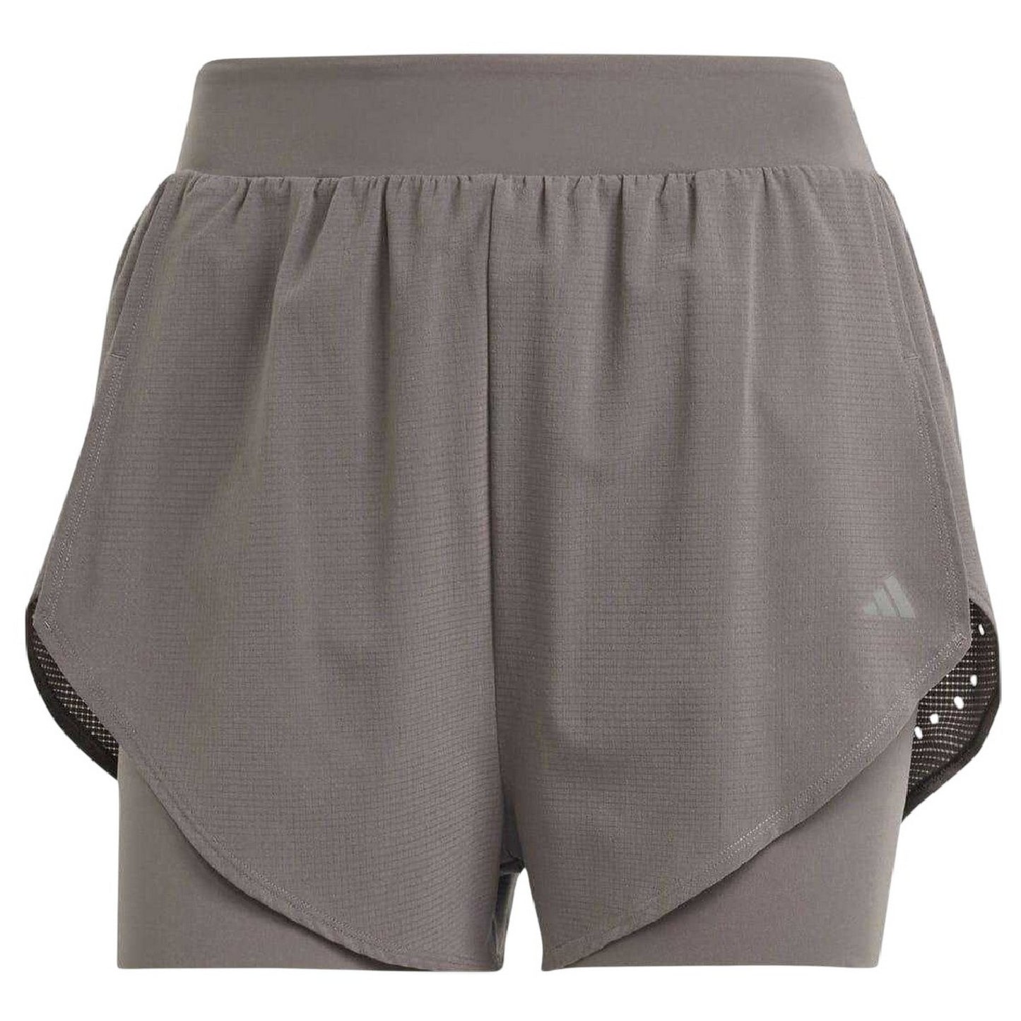 Charcoal Marl - Front - Adidas Womens-Ladies HIIT 2 in 1 Running Shorts
