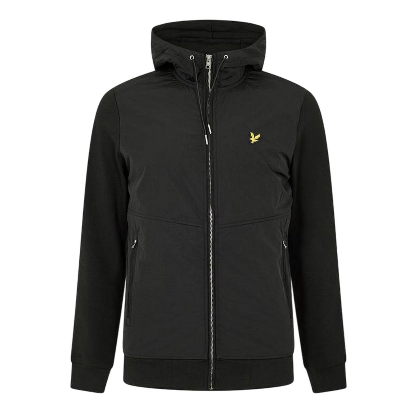 Jet Black - Front - Lyle & Scott Mens Hybrid Hooded Jacket