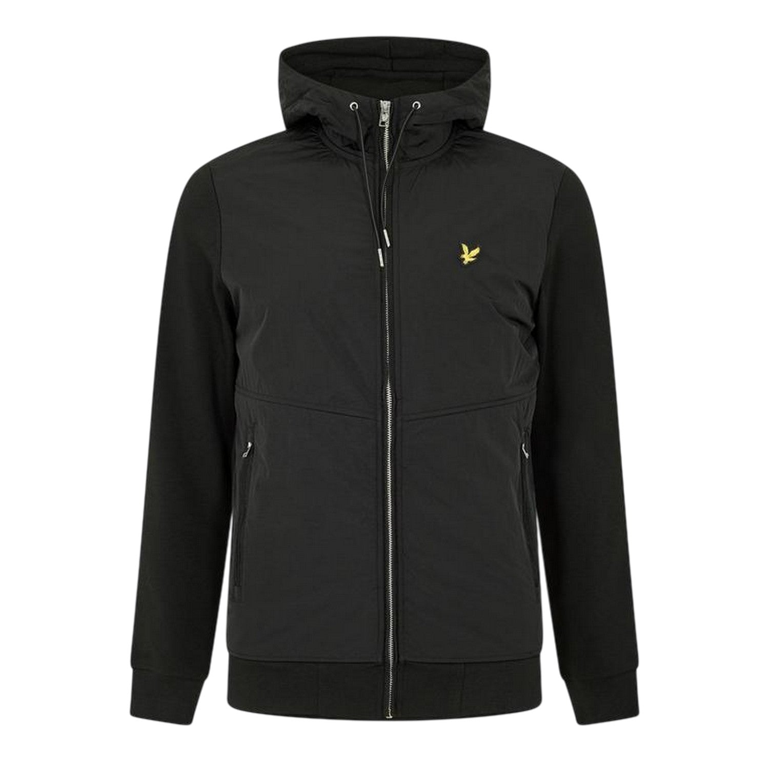 Jet Black - Front - Lyle & Scott Mens Hybrid Hooded Jacket