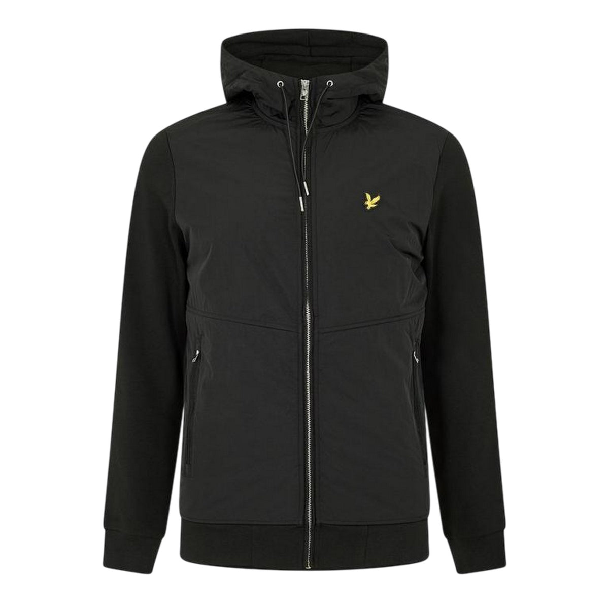 Jet Black - Front - Lyle & Scott Mens Hybrid Hooded Jacket