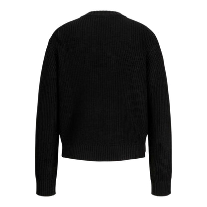 Black - Back - JJXX Womens-Ladies Knitted Crew Neck Raglan Jumper
