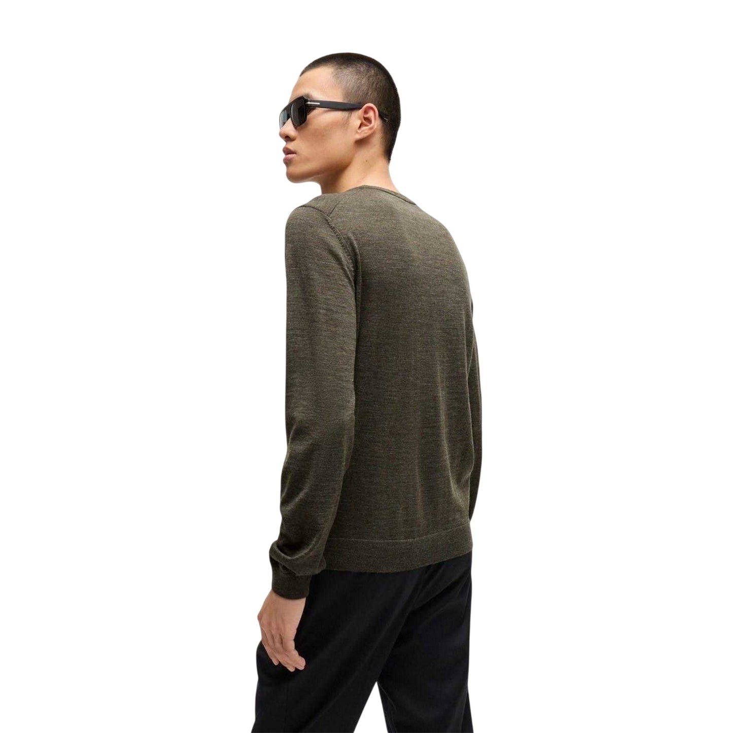 White - Back - Hugo Boss Mens Leno Crew Neck Regular Sweater Top