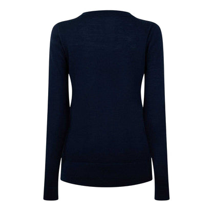 Navy - Back - Biba Womens-Ladies Logo Merino Wool Jumper