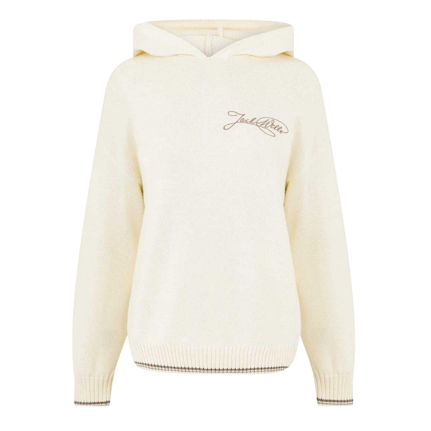 Vintage White - Front - Jack Wills Womens-Ladies Knitted Hoodie