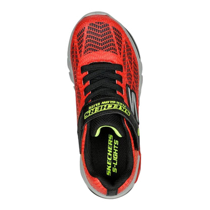 Red-Black - Side - Skechers Boys Flex-Glow Light Up Trainers