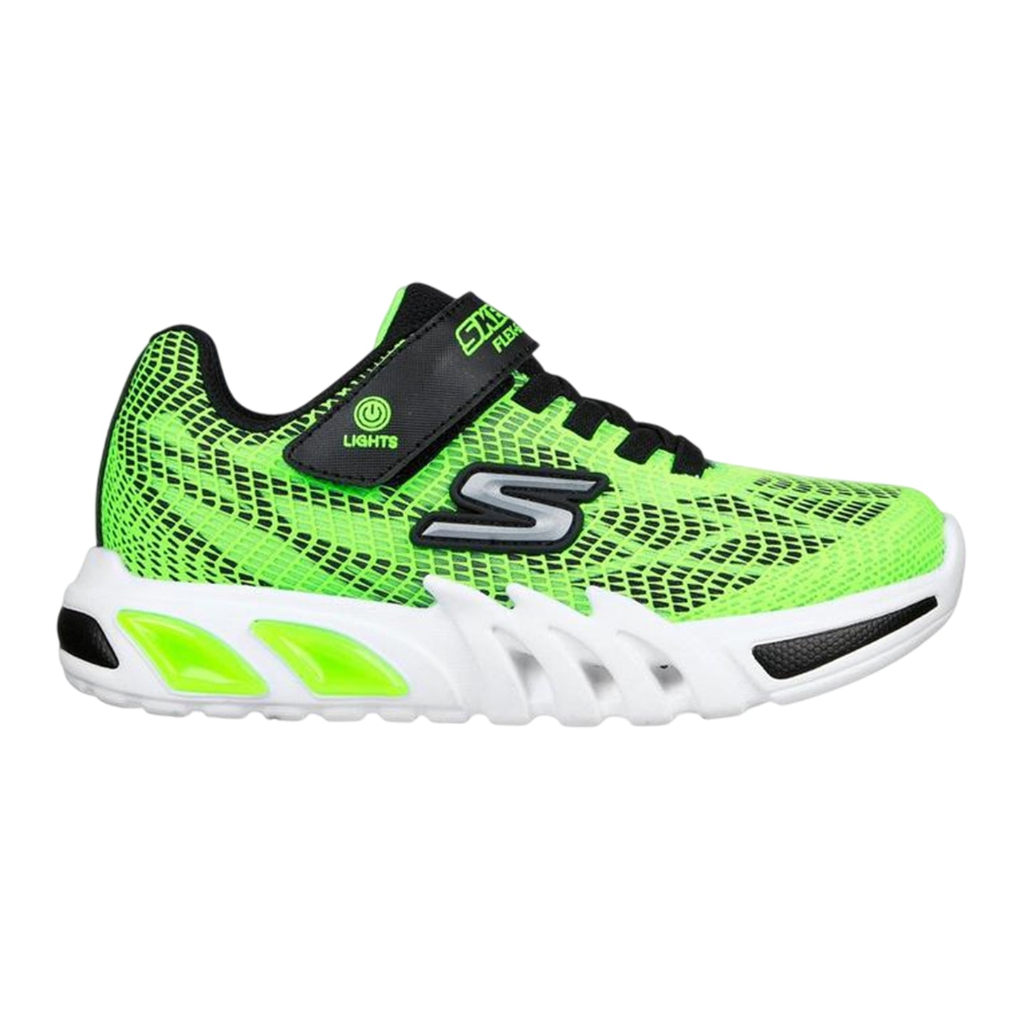 Lime-Black - Front - Skechers Boys Flex-Glow Light Up Trainers