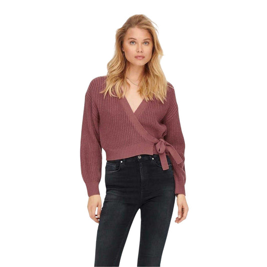 Rose - Front - Only Womens-Ladies Cropped V Neck Cardigan