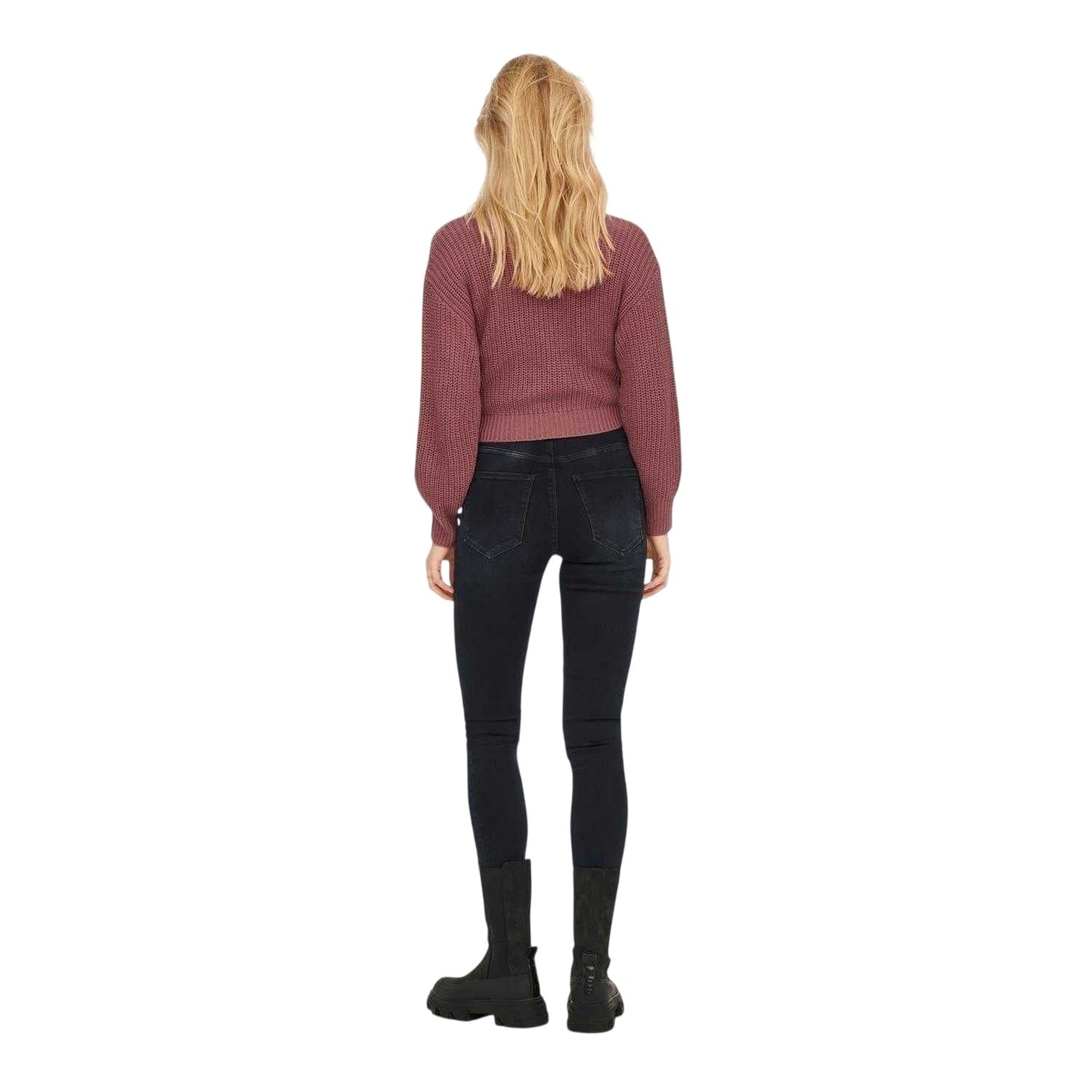 Rose - Back - Only Womens-Ladies Cropped V Neck Cardigan