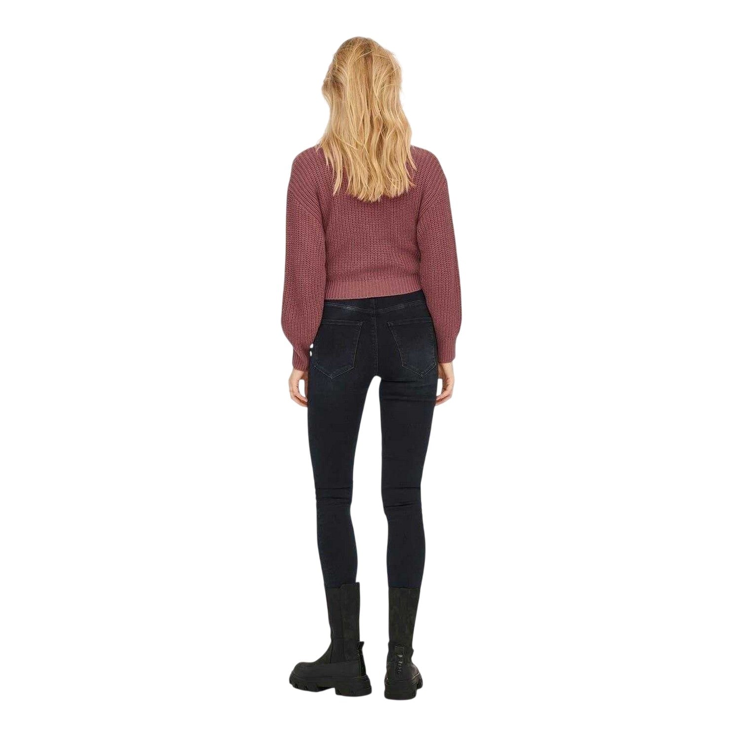 Rose - Back - Only Womens-Ladies Cropped V Neck Cardigan
