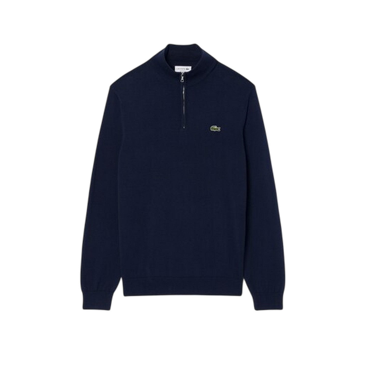 Navy - Front - Lacoste Mens Quarter Zip Casual Jumper