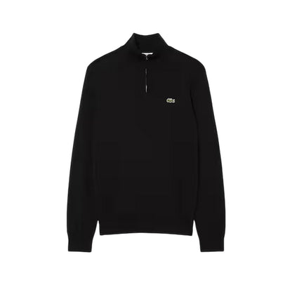 Black - Front - Lacoste Mens Quarter Zip Casual Jumper