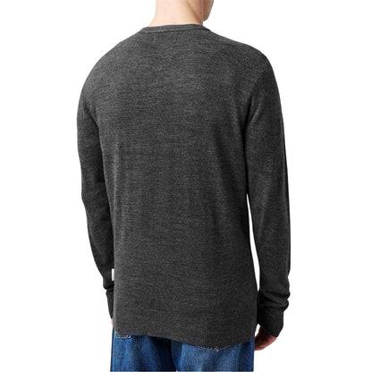 Charcoal - Back - Lee Cooper Mens Embroidered Logo Acrylic V Neck Long-Sleeved Jumper