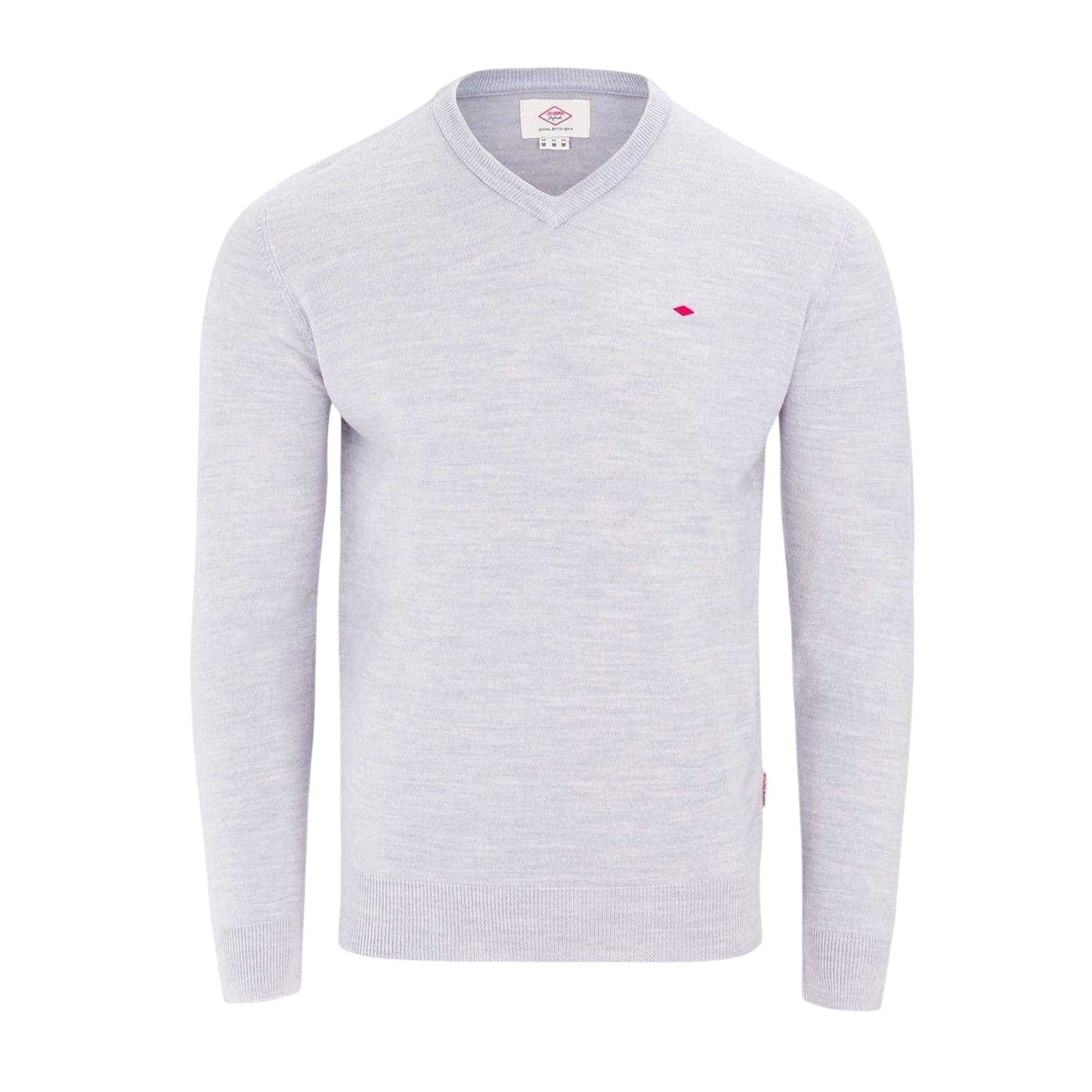 Light Grey - Front - Lee Cooper Mens Embroidered Logo Acrylic V Neck Long-Sleeved Jumper