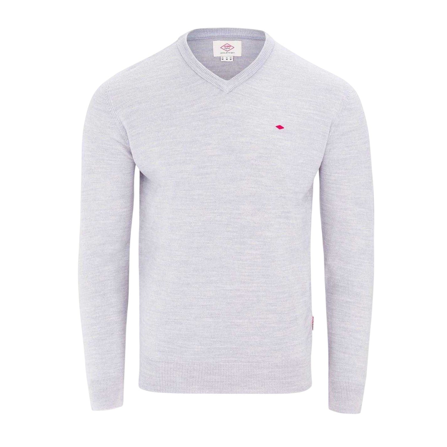 Light Grey - Front - Lee Cooper Mens Embroidered Logo Acrylic V Neck Long-Sleeved Jumper