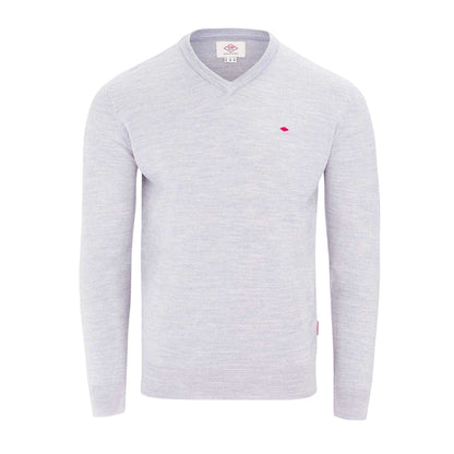 Light Grey - Front - Lee Cooper Mens Embroidered Logo Acrylic V Neck Long-Sleeved Jumper