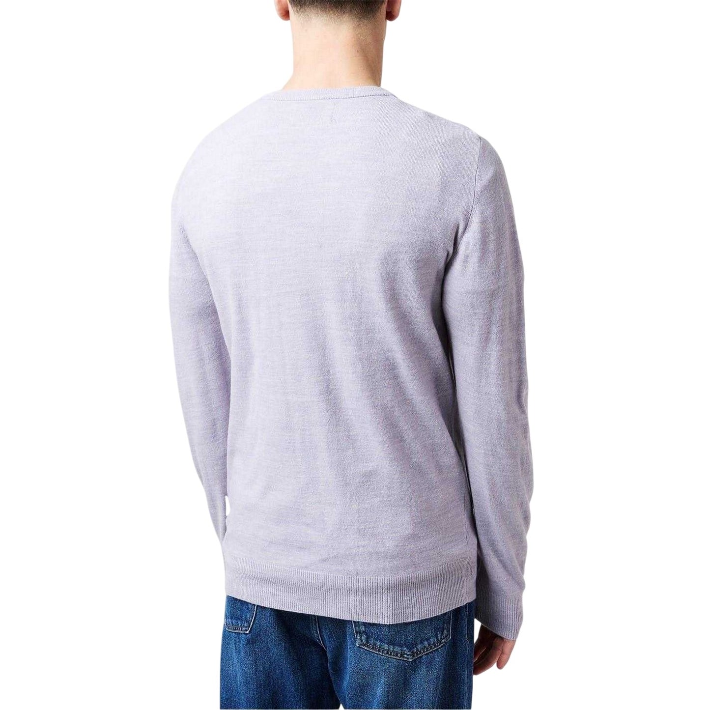 Light Grey - Back - Lee Cooper Mens Embroidered Logo Acrylic V Neck Long-Sleeved Jumper