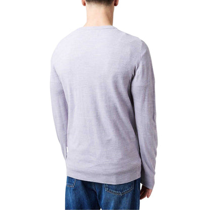 Light Grey - Back - Lee Cooper Mens Embroidered Logo Acrylic V Neck Long-Sleeved Jumper