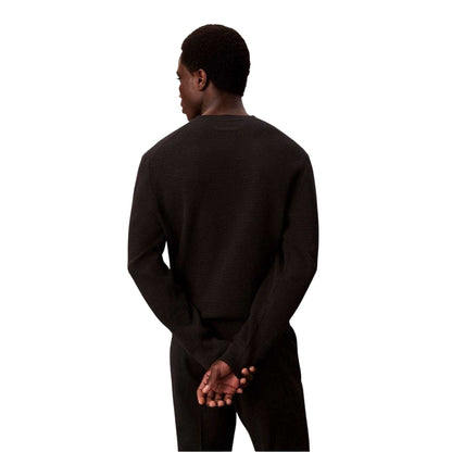 Black - Back - Calvin Klein Mens Waffle Knit Jumper