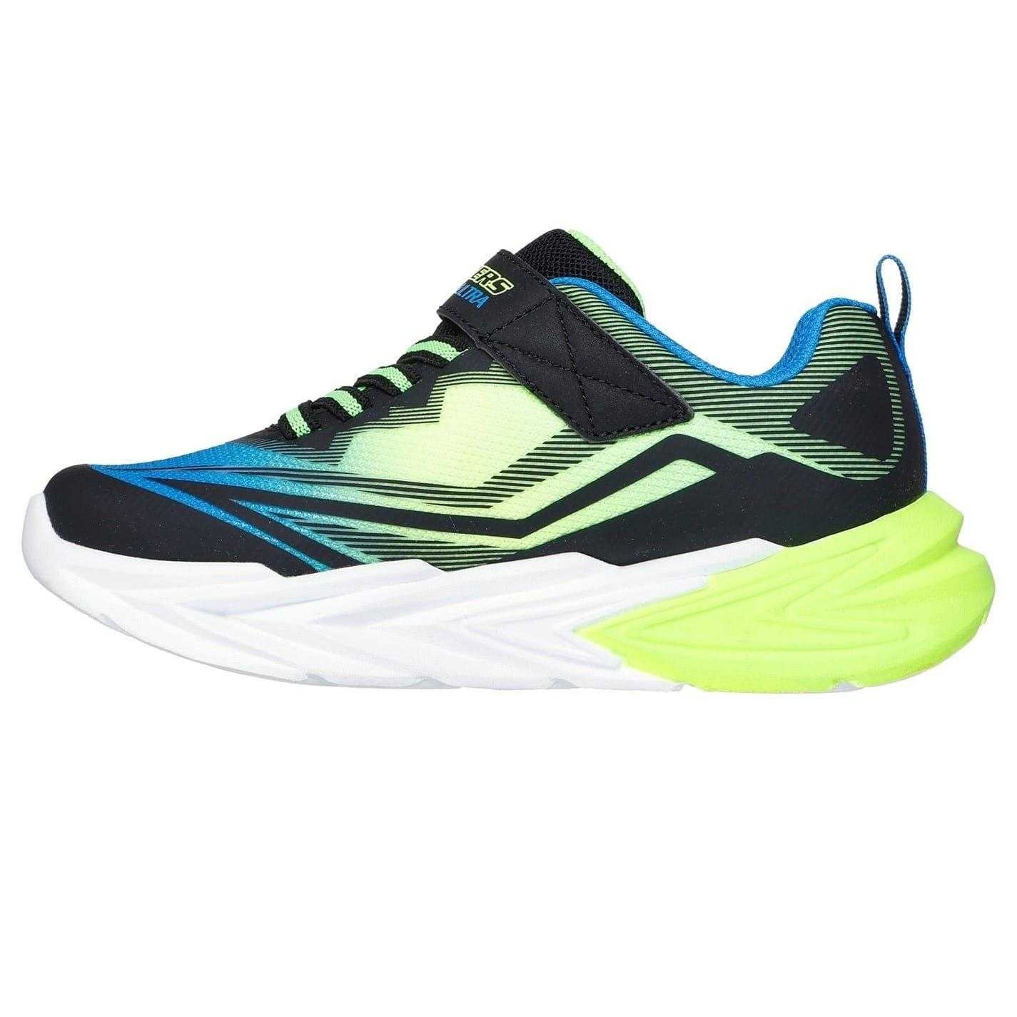 Black-Blue - Side - Skechers Boys Flex-GlowUltra Light Up Trainers