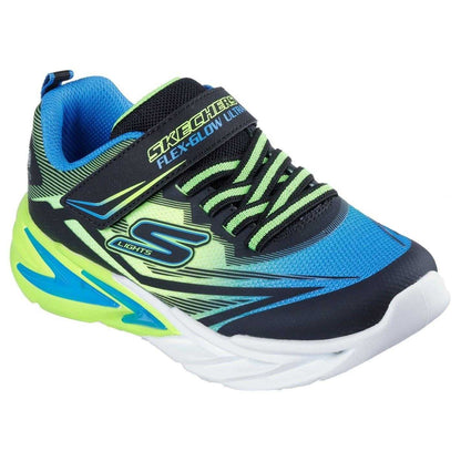 Black-Blue - Pack Shot - Skechers Boys Flex-GlowUltra Light Up Trainers