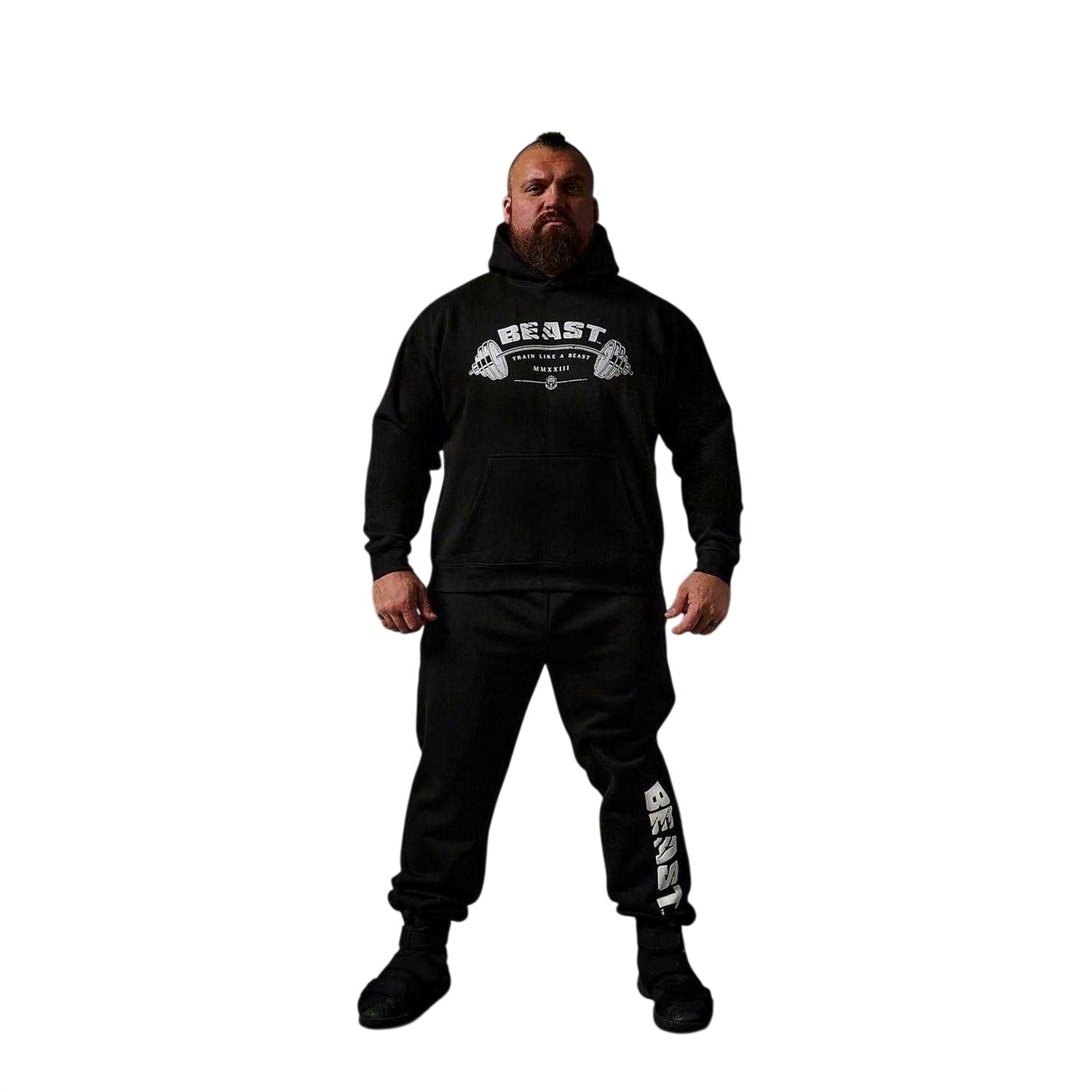 Black - Side - BEAST Mens Graphic Print Relaxed Fit Pullover Hoodie