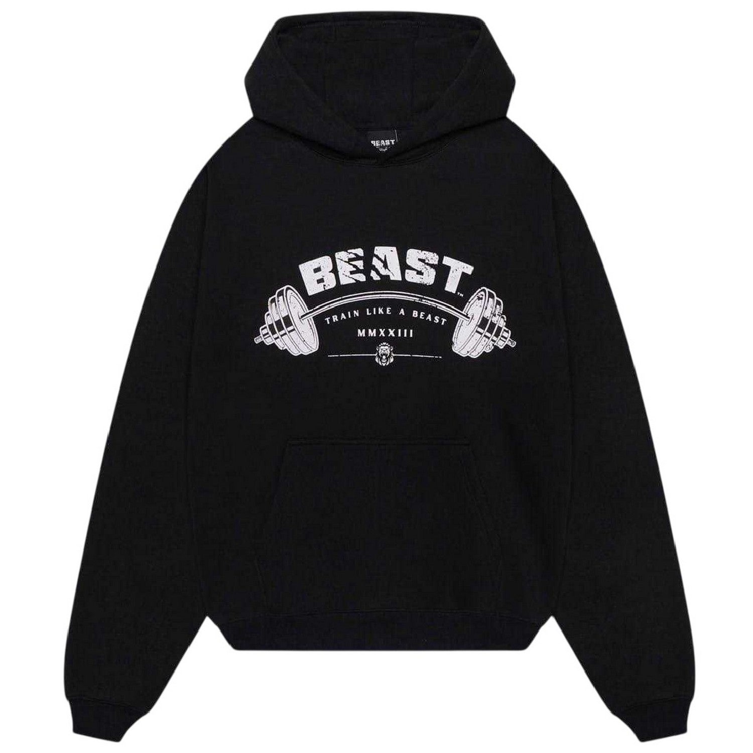 Black - Front - BEAST Mens Graphic Print Relaxed Fit Pullover Hoodie