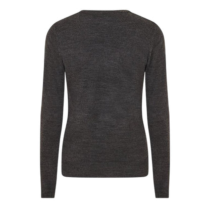 Dark Charcoal Marl - Back - Brave Soul Mens Flat Knit Crew Neck Jumper
