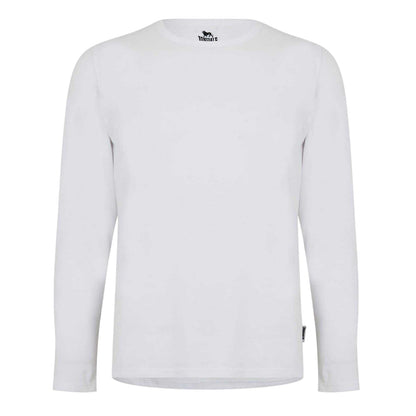 White - Front - Lonsdale Mens Plain Crew Neck Long-Sleeved T-Shirt