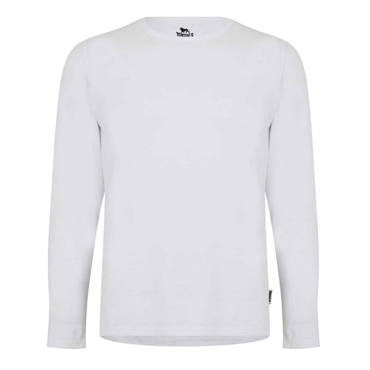 White - Front - Lonsdale Mens Plain Crew Neck Long-Sleeved T-Shirt