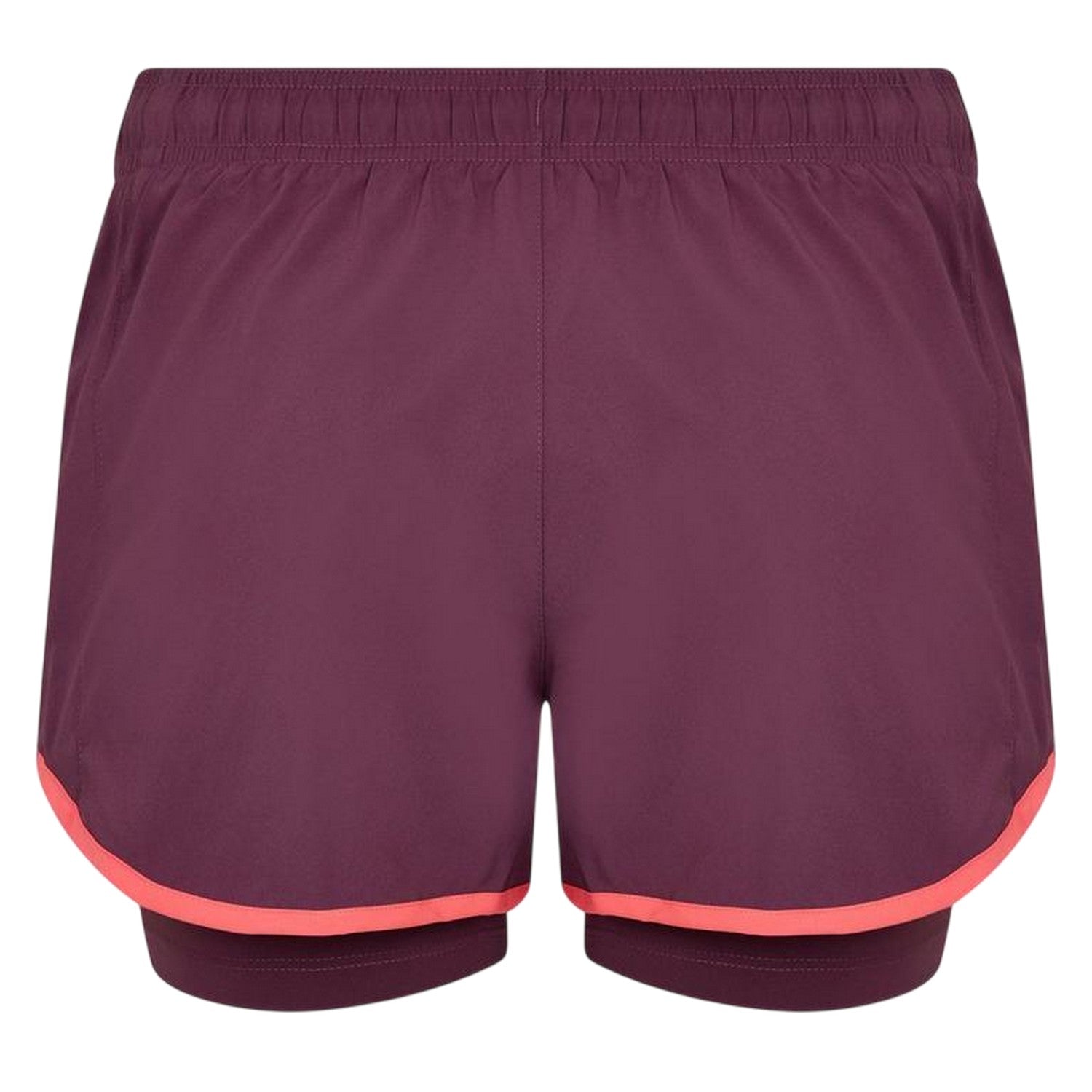 Mauve-Coral - Back - New Balance Womens-Ladies 2 in 1 Running Shorts