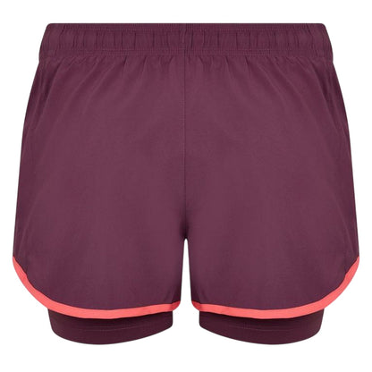 Mauve-Coral - Back - New Balance Womens-Ladies 2 in 1 Running Shorts