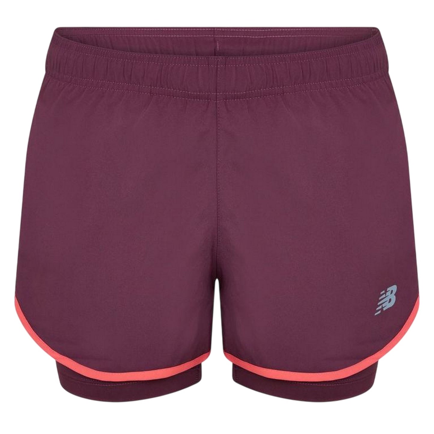 Mauve-Coral - Front - New Balance Womens-Ladies 2 in 1 Running Shorts