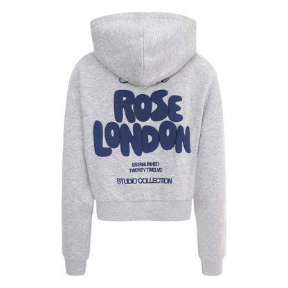 Grey Marl - Back - London Womens-Ladies Long-Sleeved Hoodie