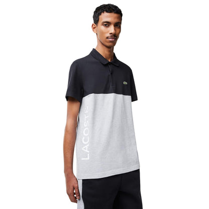 Grey-Black - Lifestyle - Lacoste Mens Colour Block Cotton Stretch Regular Polo Shirt
