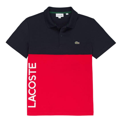 Black-Red - Front - Lacoste Mens Colour Block Cotton Stretch Regular Polo Shirt