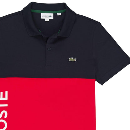 Black-Red - Side - Lacoste Mens Colour Block Cotton Stretch Regular Polo Shirt