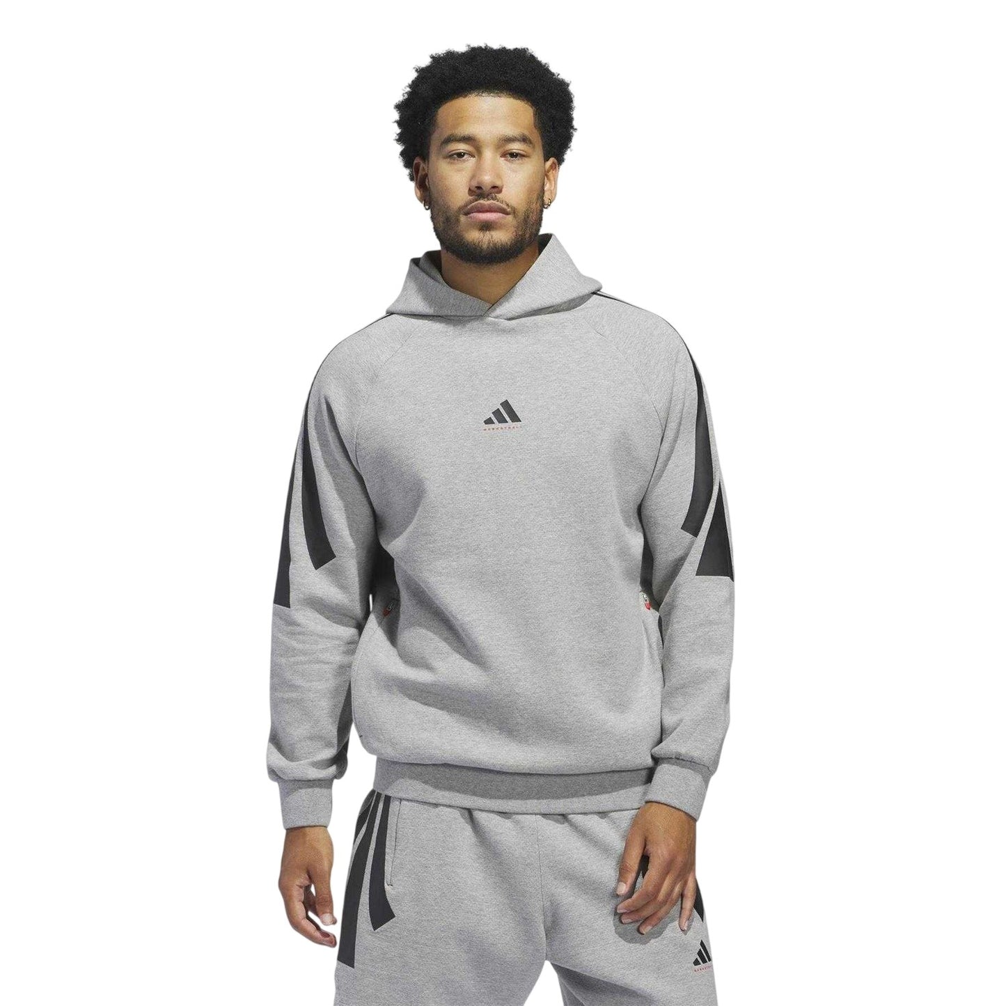 Medium Grey - Side - Adidas Mens Spacer Hoodie