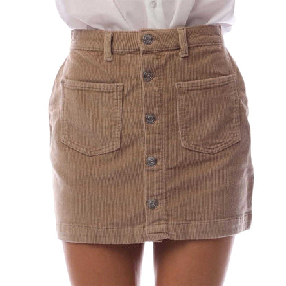 Beige - Front - Only Womens-Ladies Amazing Corduroy High Waist Mini Skirt