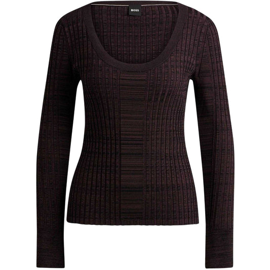 Brown - Front - Boss Womens-Ladies Viscose Scoop Neck Sweater Top