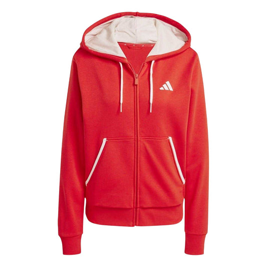Ruby Red - Front - Adidas Womens-Ladies Essential French Terry Full Zip Hoodie